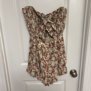 Floral Ruffle Romper with Cutout